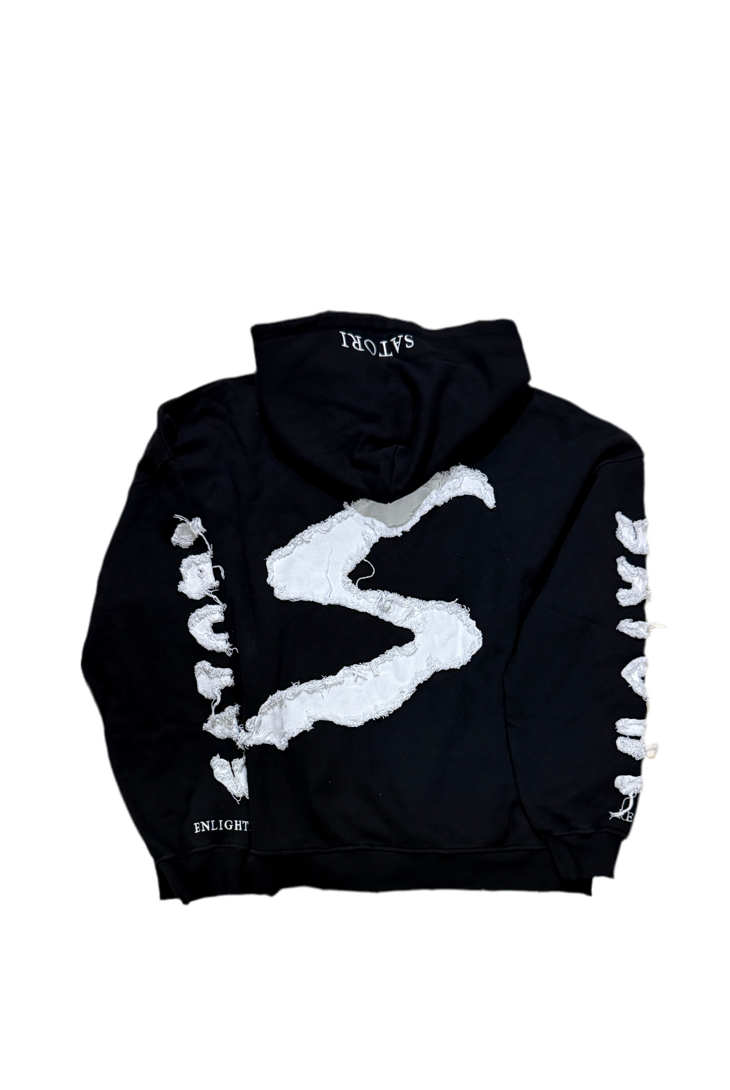 Black Satori Oversized Heavyweight Distressed Hoodie