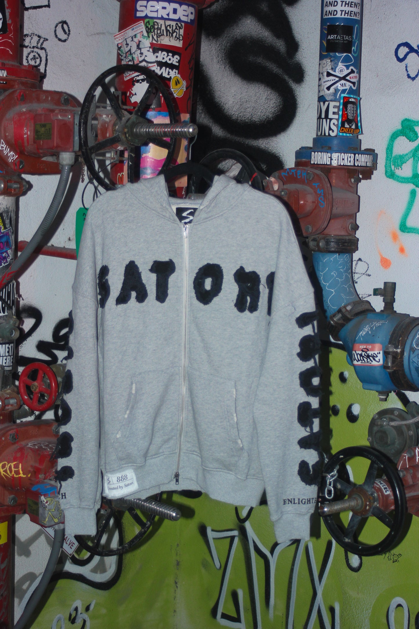 Grey Satori Oversized Heavyweight Distressed Hoodie
