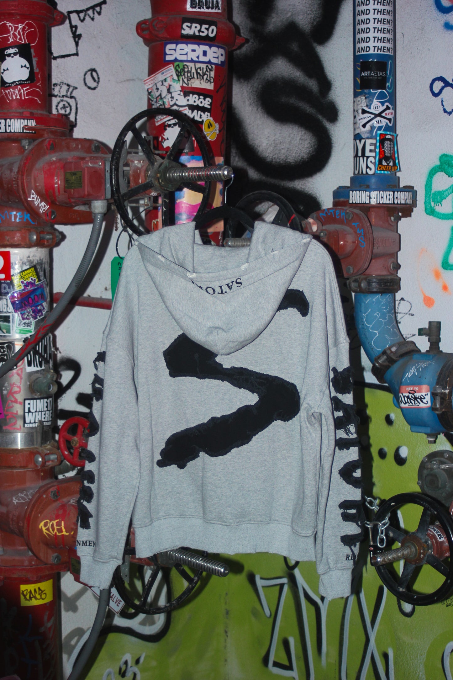 Grey Satori Oversized Heavyweight Distressed Hoodie