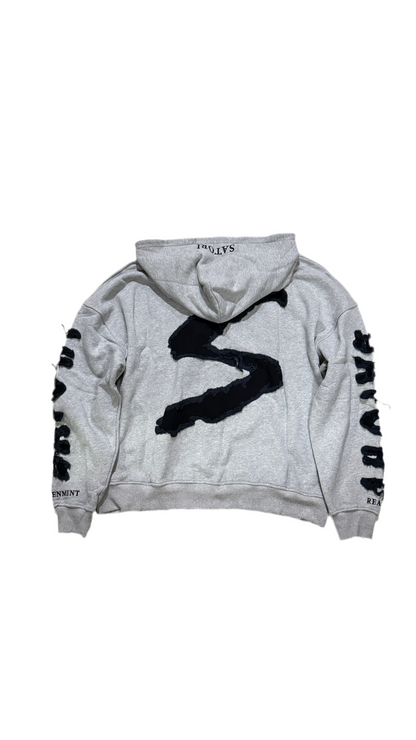 Grey Satori Oversized Heavyweight Distressed Hoodie
