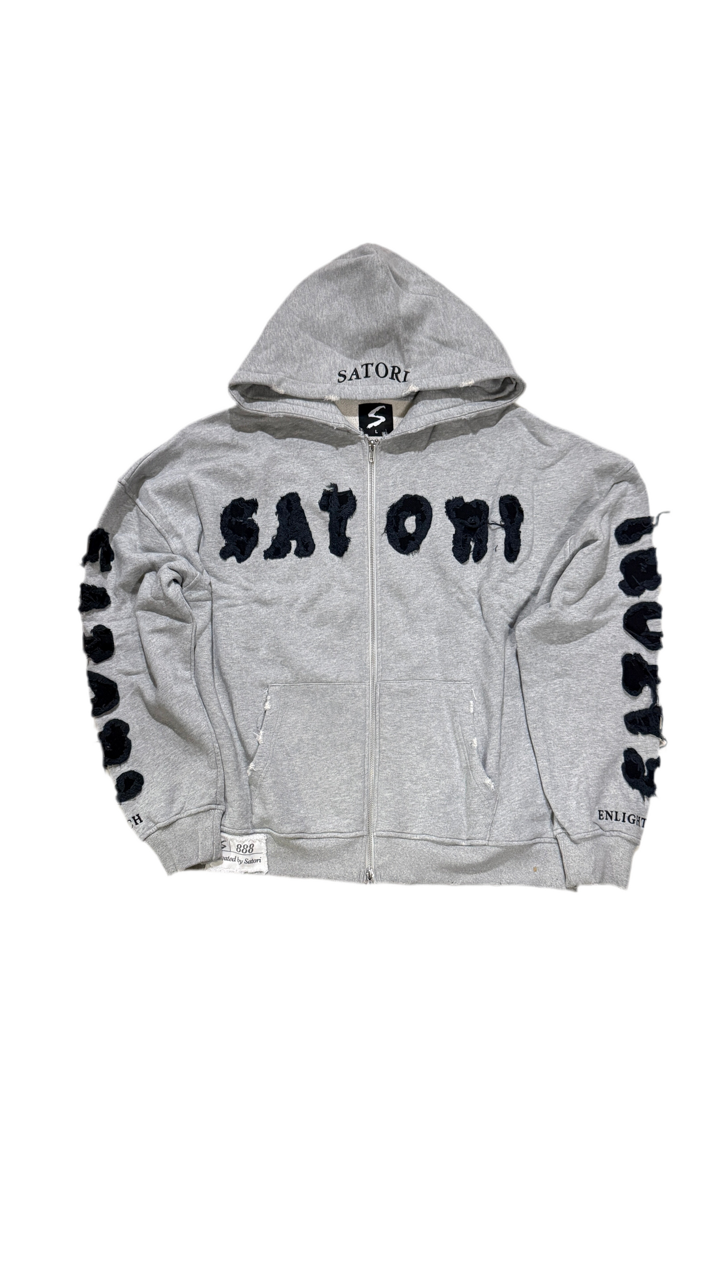 Grey Satori Oversized Heavyweight Distressed Hoodie