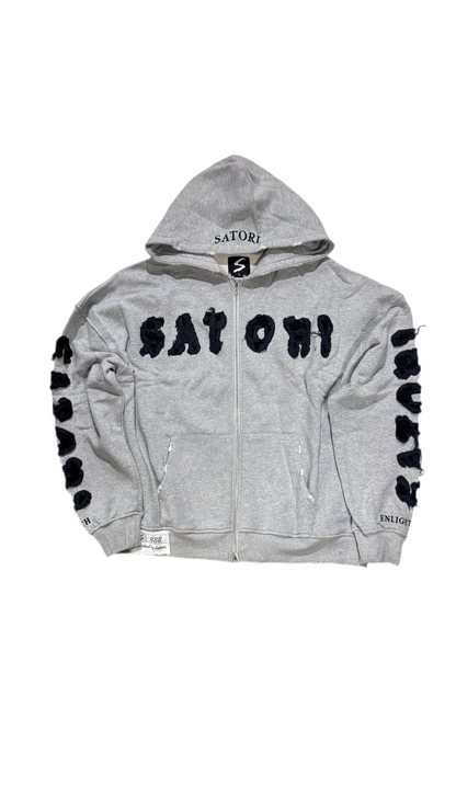 Grey Satori Oversized Heavyweight Distressed Hoodie