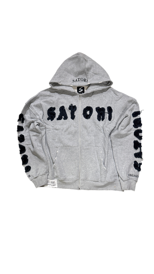 Grey Satori Oversized Heavyweight Distressed Hoodie