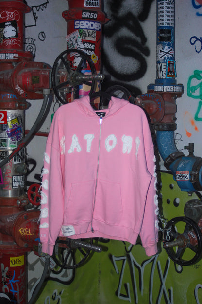 Pink Satori Oversized Heavyweight Distressed Hoodie